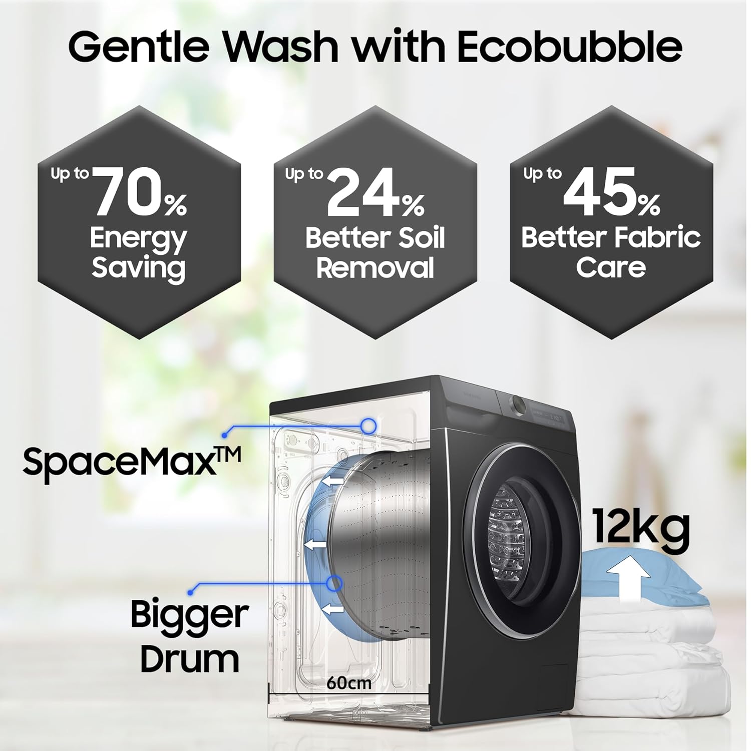 Samsung 9 kg, 5 star, AI Super Speed, Digital Inverter, Fully-Automatic Front Load Washing Machine